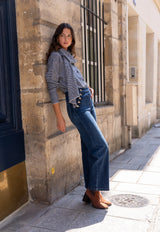 🌟 Pantalon Wide Leg à Boutons Tressés