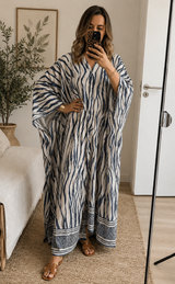 Ensemble Caftan & Pantalon en Viscose – Imprimé Zèbre