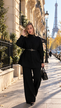 Ensemble Maille Élégance – Pull Oversize & Pantalon Large avec Ceinture