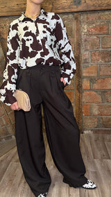 Pantalon large choco à pinces