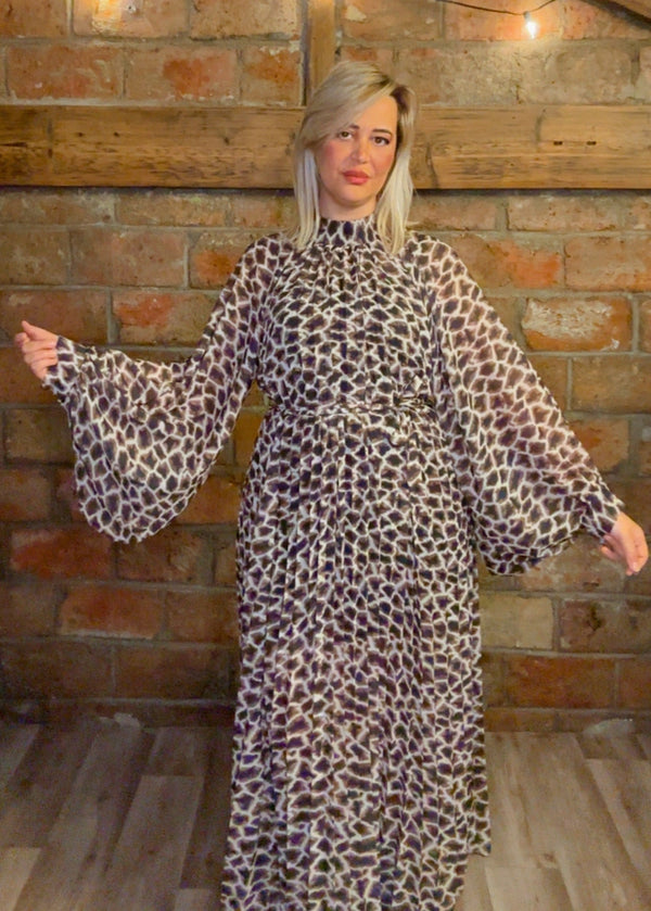 Robe longue fluide – Imprimé animalier chic