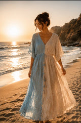 Robe longue bohème bicolore