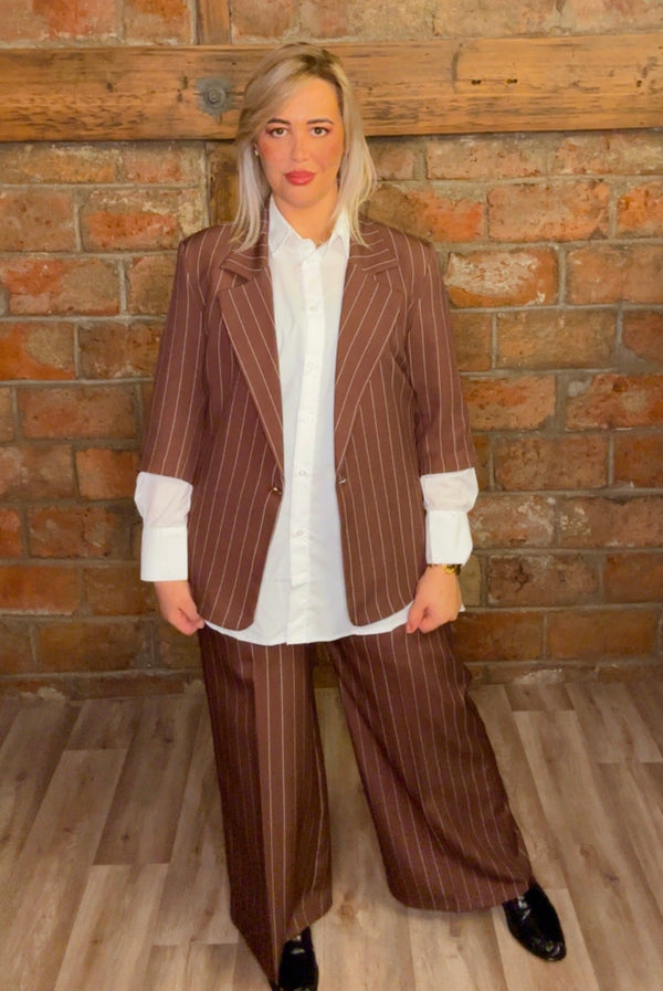 Ensemble Tailleur Rayé – Coupe Ample