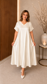 🌟 Robe longue satinée effet soie – Taille unique (jusqu’au 48)
