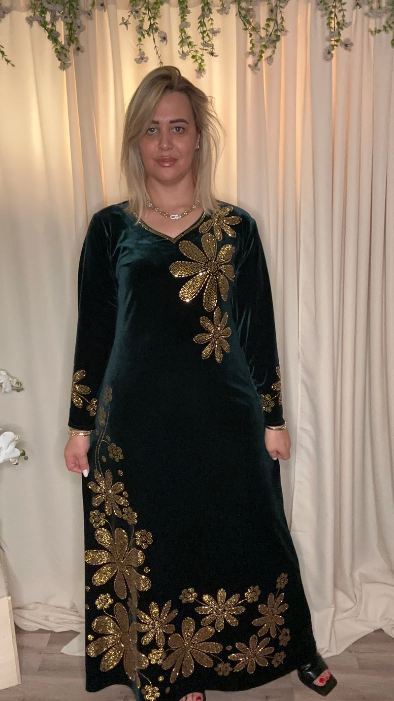 Robe longue en velours