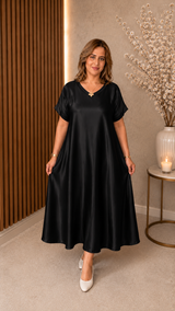 🌟 Robe longue satinée effet soie – Taille unique (jusqu’au 48)