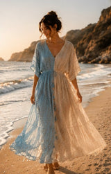 Robe longue bohème bicolore