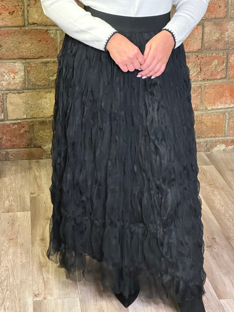 Jupe longue plissée effet wavy