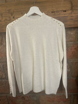 🧶 Pull fin à boutons dorés – Noir, Marron, Écru, Beige, Gris