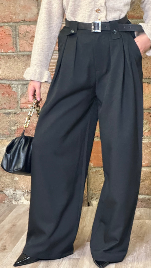 Pantalon large noir à pinces