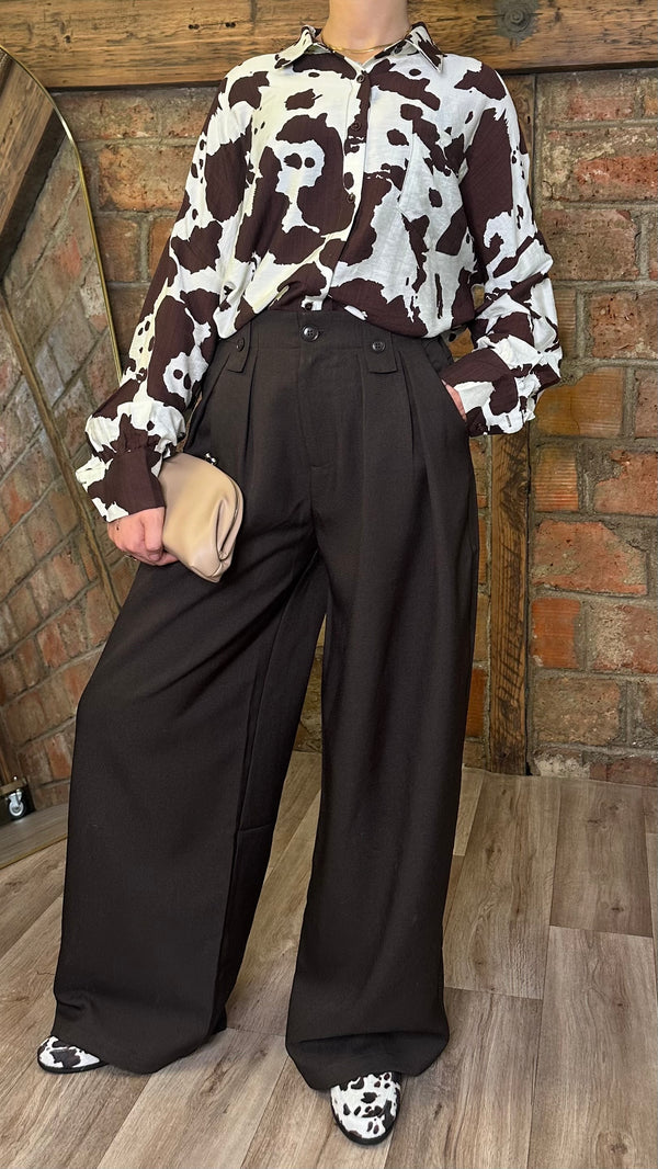 Pantalon large choco à pinces