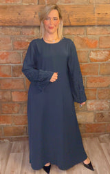 Abaya avec poches latérales & manches perlées