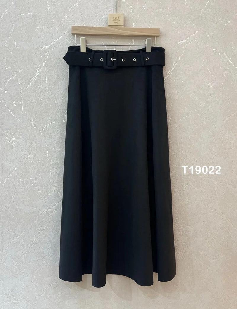 Jupe midi en suédine avec ceinture assortie