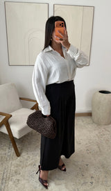 Pantalon large taille haute – Coupe fluide