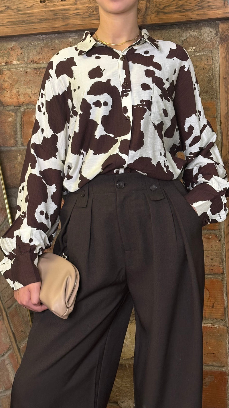Pantalon large choco à pinces