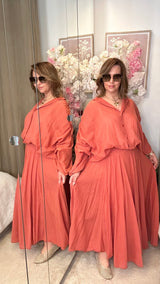 Ensemble blouse & jupe en voile de coton