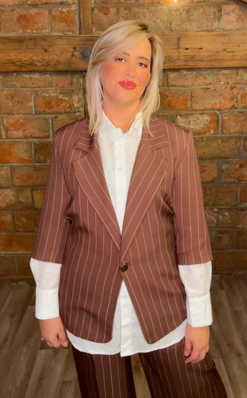 Ensemble Tailleur Rayé – Coupe Ample