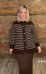 Gilet Rayé à Boutons Dorés