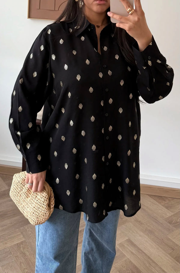 Chemise feuille dorée