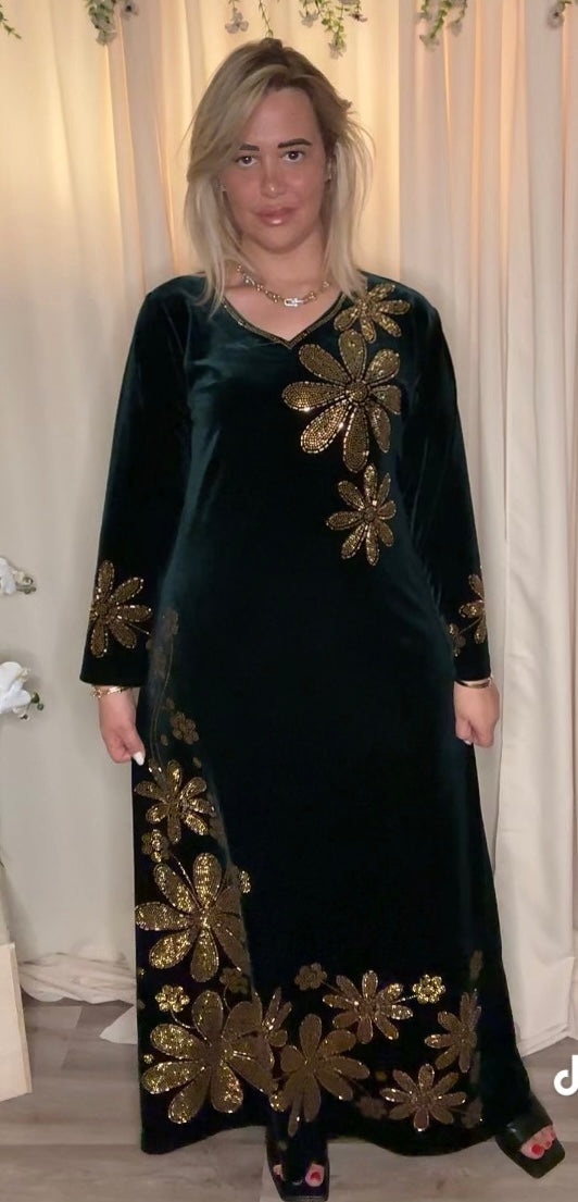 Robe longue en velours