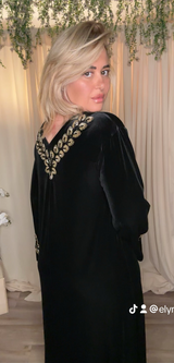 🖤 Robe Orientale en Velours Noir – Élégance Dorée