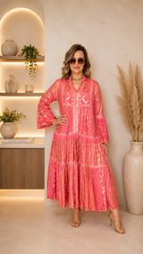Robe Longue Viscose Dorée