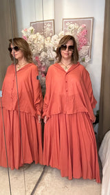 Ensemble blouse & jupe en voile de coton