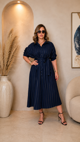 Robe Chemise Longue Oversize 100% Coton avec Ceinture