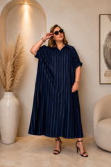 Robe Chemise Longue Oversize 100% Coton avec Ceinture