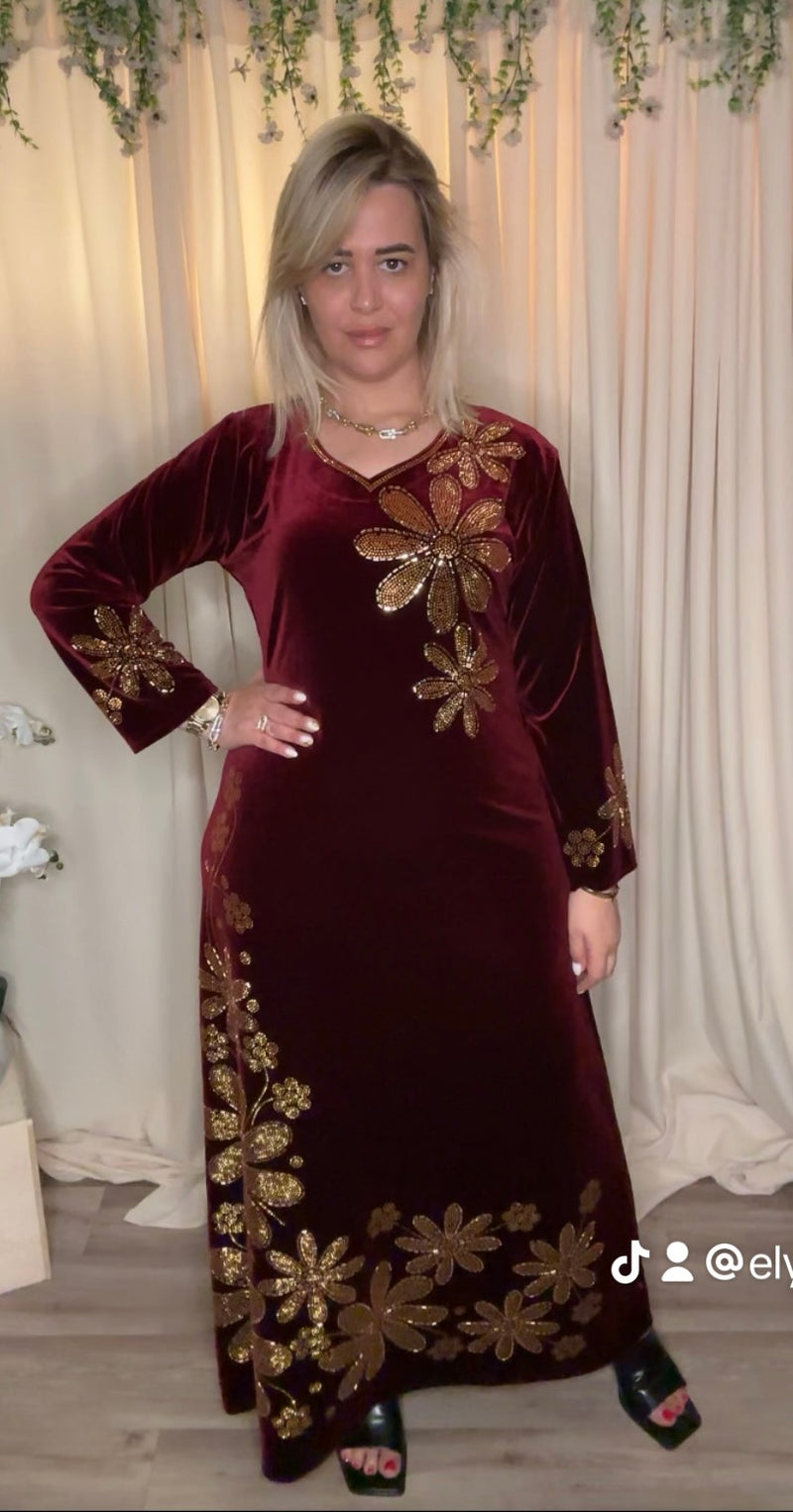 Robe longue en velours