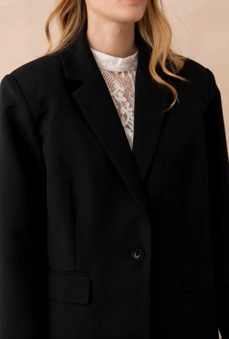 Blazer oversize noir avec poches à rabats