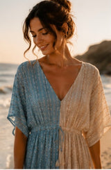 Robe longue bohème bicolore