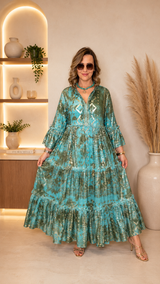 Robe Extra Longue Viscose Dorée