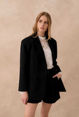 Blazer oversize noir avec poches à rabats
