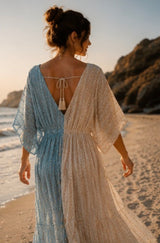 Robe longue bohème bicolore