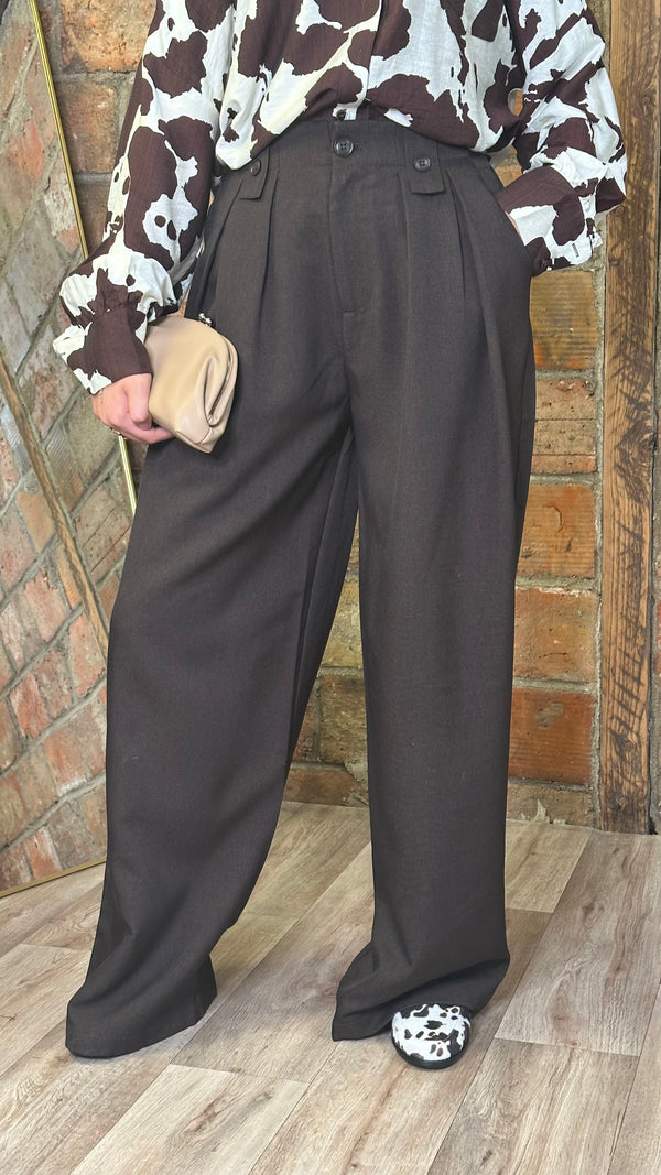 Pantalon large choco à pinces