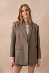 Blazer oversize taupe avec poches à rabat