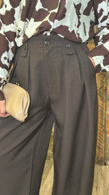 Pantalon large choco à pinces