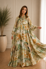 Robe longue fluide à col lavallière avec strass – Taille unique