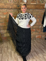 Jupe longue plissée effet wavy