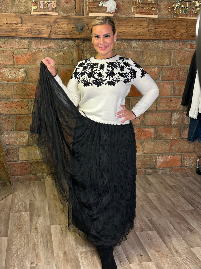 Jupe longue plissée effet wavy