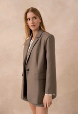 Blazer oversize taupe avec poches à rabat