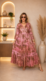 Robe Extra Longue Viscose Dorée