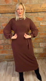 Robe longue en maille fine avec ceinture – Taille unique