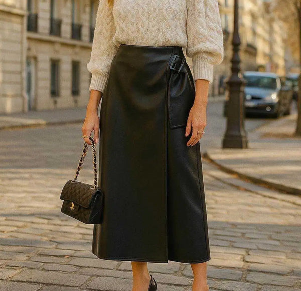 Jupe Portefeuille Simili Cuir – Chic & Moderne