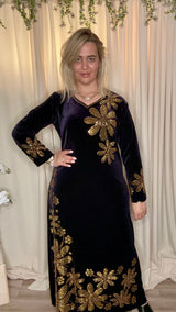 Robe longue en velours