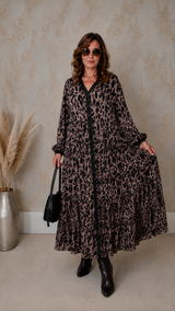 Robe Longue Léopard Bohème Chic Femme