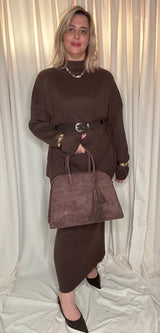 Ensemble Pull et Jupe Longue en Maille
