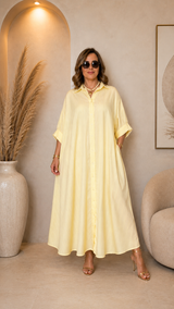 Robe Chemise Longue Oversize 100% Coton avec Ceinture