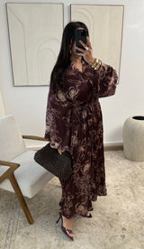 Robe longue fluide imprimée fleurs
